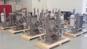 Oil & Gas skids with cooling and accumulators