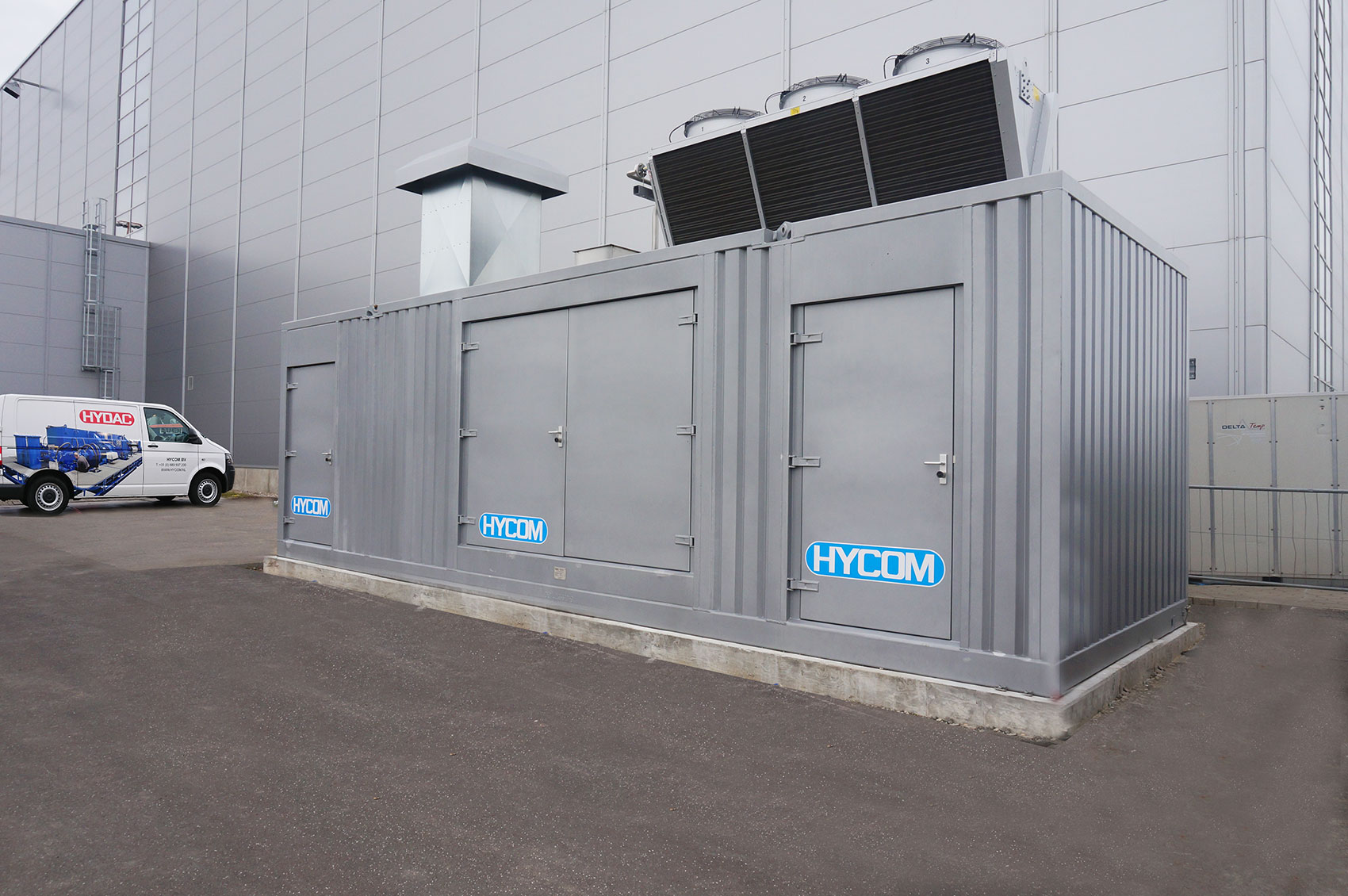 HYCOM Hydraulic power pack for assembly line in container